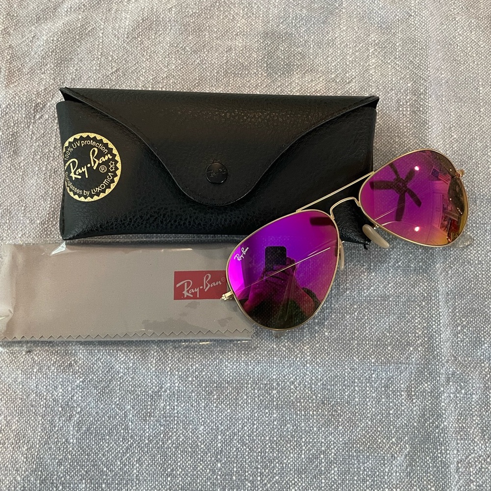 Ray Ban aviators RB3025 Gold/ Hot Pink mirror size 58